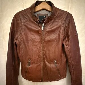 Mauritius Lambskin Leather Moto Featherweight Jacket Lined Size Small
